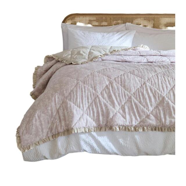 Rackhams Amelia Cotton Quilted Bedspread - Blush - 150cm x 200cm - Blush - 100% Mixed - image 1