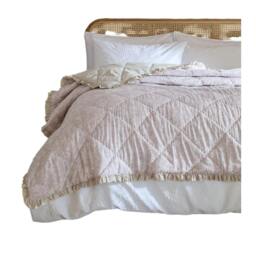 Rackhams Amelia Cotton Quilted Bedspread - Blush - 150cm x 200cm - Blush - 100% Mixed
