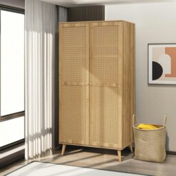 Rackhams Manila Rattan 2 Door Wardrobe - Oak and PVC Rattan