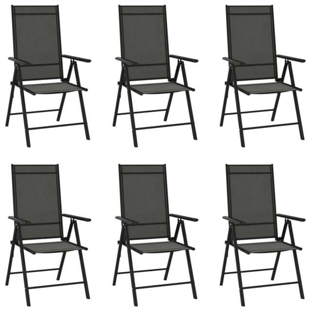 Rackhams Folding Garden Chairs 6 pcs Textilene Black