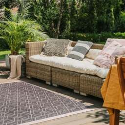 Rackhams Duo Weave Outdoor Grey & Cream Rug Diamond - 120X170 cm - thumbnail 5