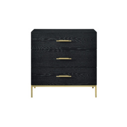 Rackhams Tulip 3 Drawer Chest - Wenge (Black Stained Oak) - Wenge (Black Stained Oak)