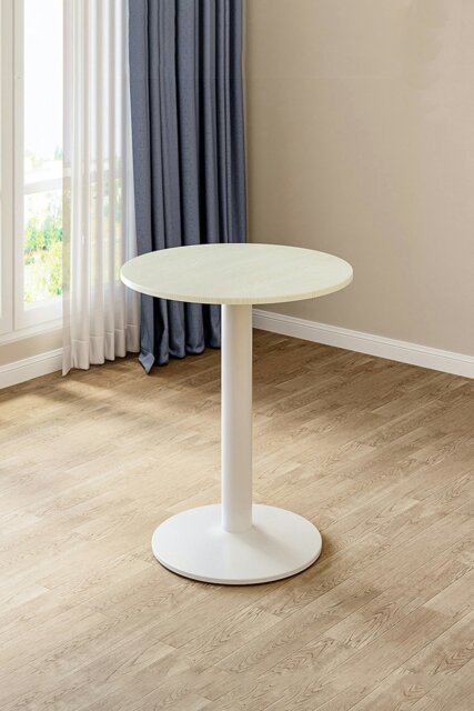 Rackhams White Round Coffee Table with Metal Base - 59cm x 74cm - White - image 1