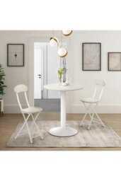 Rackhams White Round Coffee Table with Metal Base - 59cm x 74cm - White - thumbnail 2