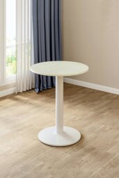Rackhams White Round Coffee Table with Metal Base - 59cm x 74cm - White - thumbnail 1