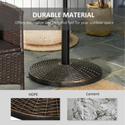 Rackhams 25 kg Round Cement Parasol Base, Umbrella Stand Holder with Rattan Style Pattern for 38, 48 mm Poles for Outdoor, Garden, Antique Bronze - thumbnail 4