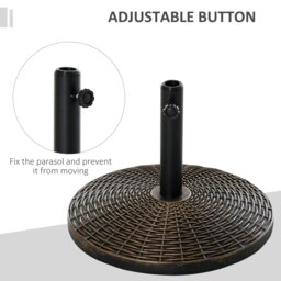 Rackhams 25 kg Round Cement Parasol Base, Umbrella Stand Holder with Rattan Style Pattern for 38, 48 mm Poles for Outdoor, Garden, Antique Bronze - thumbnail 3