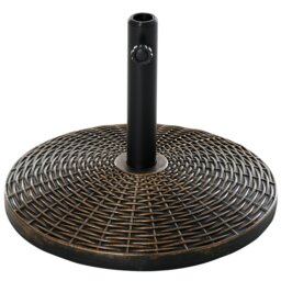 Rackhams 25 kg Round Cement Parasol Base, Umbrella Stand Holder with Rattan Style Pattern for 38, 48 mm Poles for Outdoor, Garden, Antique Bronze - thumbnail 2