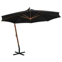 Rackhams Hanging Parasol with Pole Black 3.5x2.9 m Solid Fir Wood