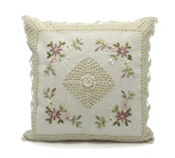 Rackhams Floral Crochet Detail Cushion - 45cm x 45cm - Kimberley - thumbnail 5
