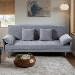 Rackhams 3-Seater Contemporary Convertible Sofa Bed with 2 Pillows - Grey - thumbnail 2