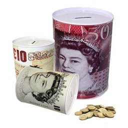 Rackhams - 2 x Jumbo Large (22 CM) Money tin box - Money box - money bank coin tin - money tins - money savings jar For Adults Kids - thumbnail 1