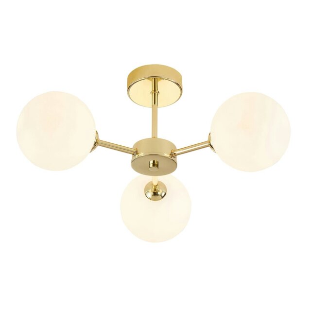 Rackhams Contemporary Chic Polished Gold Ceiling Light with Opal White Globe Glass Shades - image 1