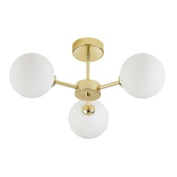 Rackhams Contemporary Chic Polished Gold Ceiling Light with Opal White Globe Glass Shades - thumbnail 2
