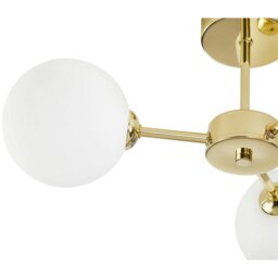Rackhams Contemporary Chic Polished Gold Ceiling Light with Opal White Globe Glass Shades - thumbnail 4