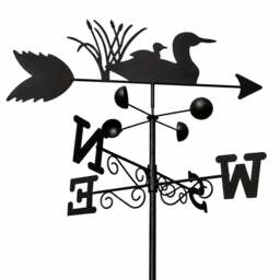 Rackhams Swimming Ducks Weathervane, All-Steel Black Painted Weather Vane With Wall Fixings and 1.7m Ground Spike, Wind Speed Cups - thumbnail 1