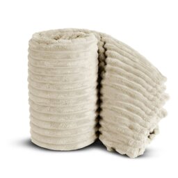 Rackhams Chunky Cord Super Soft Plush Heavy Blanket - 150cm x 200cm - White - thumbnail 1