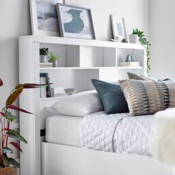 Rackhams Arizona White Wooden Bookcase Ottoman Storage Bed - Double - thumbnail 5