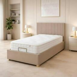 Rackhams Pannel line Mobility Bed with Mattress and Headboard Pink - Small Double - Solid Wood - Pink - thumbnail 5