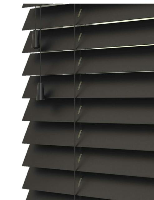 Rackhams Ink Black Wooden Venetian Blinds With Strings (130cm drop) - 225cm - image 1