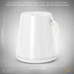 Rackhams Compact Modern White LED Colour Changing Rechargeable Touch Table Lamp - thumbnail 6