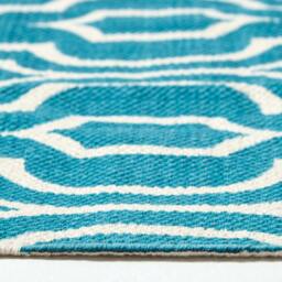 Rackhams Riga 100% Cotton Printed Patterned Rug - Teal - 160 x 230 cm - thumbnail 4