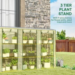 Rackhams 3 Tier Lean-to Mini Greenhouse with Plastic Cover, Clear - thumbnail 4