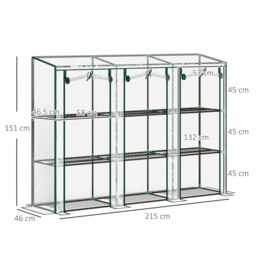 Rackhams 3 Tier Lean-to Mini Greenhouse with Plastic Cover, Clear - thumbnail 5
