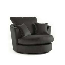 Rackhams Ella Plush Velvet Fabric Swivel Chair - Grey - thumbnail 5