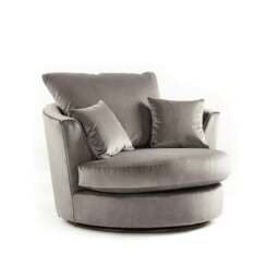 Rackhams Ella Plush Velvet Fabric Swivel Chair - Grey