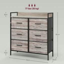 Rackhams Rustic Chest of Six Fabric Drawers - Grey Wood Effect - thumbnail 3
