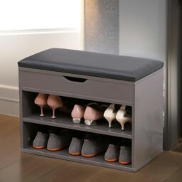 Rackhams Shoe Storage Bench 60CM Grey - thumbnail 1