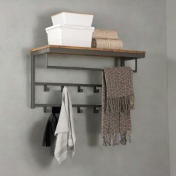 Rackhams Wall-Mounted, Coat Hook with 10 Hooks and Shelf - thumbnail 3