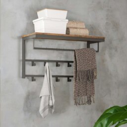 Rackhams Wall-Mounted, Coat Hook with 10 Hooks and Shelf - thumbnail 4