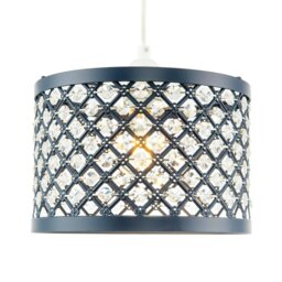 Rackhams Modern Ornate Navy Blue Metal Pendant Shade with Clear Acrylic Beads - thumbnail 4