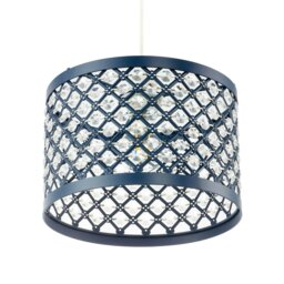 Rackhams Modern Ornate Navy Blue Metal Pendant Shade with Clear Acrylic Beads - thumbnail 3