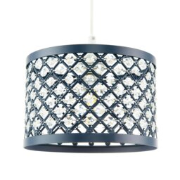Rackhams Modern Ornate Navy Blue Metal Pendant Shade with Clear Acrylic Beads - thumbnail 2