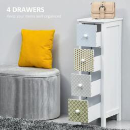 Rackhams Chest of Drawers, 4 Drawer Dresser, Storage Organizer Toilet Tissue Cabinet for Bedroom, Bathroom - thumbnail 4