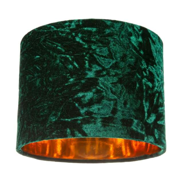 "Rackhams Modern Green Crushed Velvet 8"" Table/Pendant Lampshade with Shiny Copper Inner" - image 1