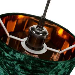 "Rackhams Modern Green Crushed Velvet 8"" Table/Pendant Lampshade with Shiny Copper Inner" - thumbnail 2