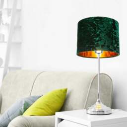 "Rackhams Modern Green Crushed Velvet 8"" Table/Pendant Lampshade with Shiny Copper Inner" - thumbnail 4