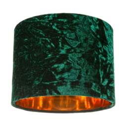 "Rackhams Modern Green Crushed Velvet 8"" Table/Pendant Lampshade with Shiny Copper Inner"