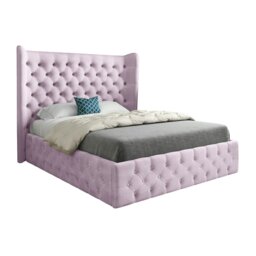 Rackhams Florence Wide Winged Upholstered Soft Velvet Bed Frame - Pink - Pink - Single - thumbnail 5