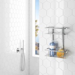 Rackhams Polished Chrome Double Shower Basket - thumbnail 2