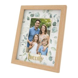 Rackhams Modern Oak MDF Gold Family Picture Frame with Green Floral Decoration