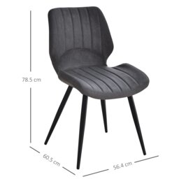 Rackhams Set Of 2 Vintage PU Leather Dining Chair Moulded Seats Armless Padded Steel Frame Modern Stylish Dining Room Grey - Grey - thumbnail 5