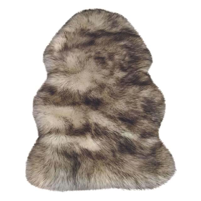 Rackhams Luxury Grey & Brown Faux Fur Rug - 60X90 cm - image 1