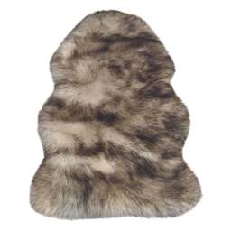 Rackhams Luxury Grey & Brown Faux Fur Rug - 60X90 cm