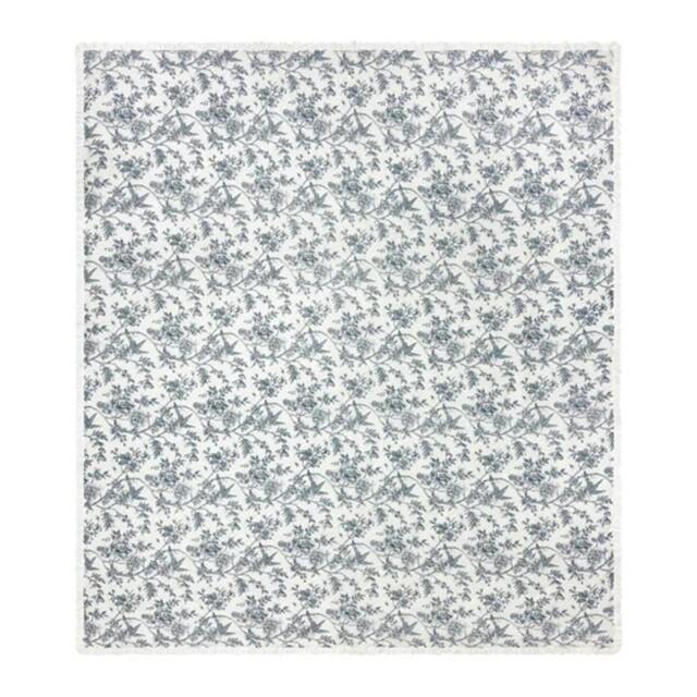 Rackhams Hermione Cotton Ruffled Bedspread - Ivory/Blue - 150cm x 200cm - Ivory/Blue - 100% Mixed - image 1