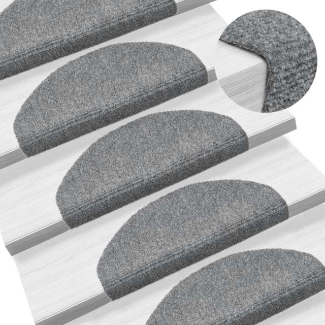 Rackhams 15 Self-adhesive Stair Mats Needle Punch 65x21x4 cm Light Grey